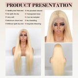 613 Lace Front Wig Human Hair 30 inch Blonde Wig Human Hair 13x4 Straight Lace Front Wig 200 Density Pre-Plucked with Baby Hair HD Lace Frontal Wig for Women Natural Hairline