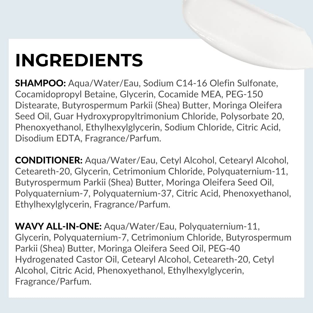 Love Ur Curls - Shampoo & Conditioner Set with All in One Curl Cream Styler for Wavy Hair, 3 Step System for Repair and Moisturizing