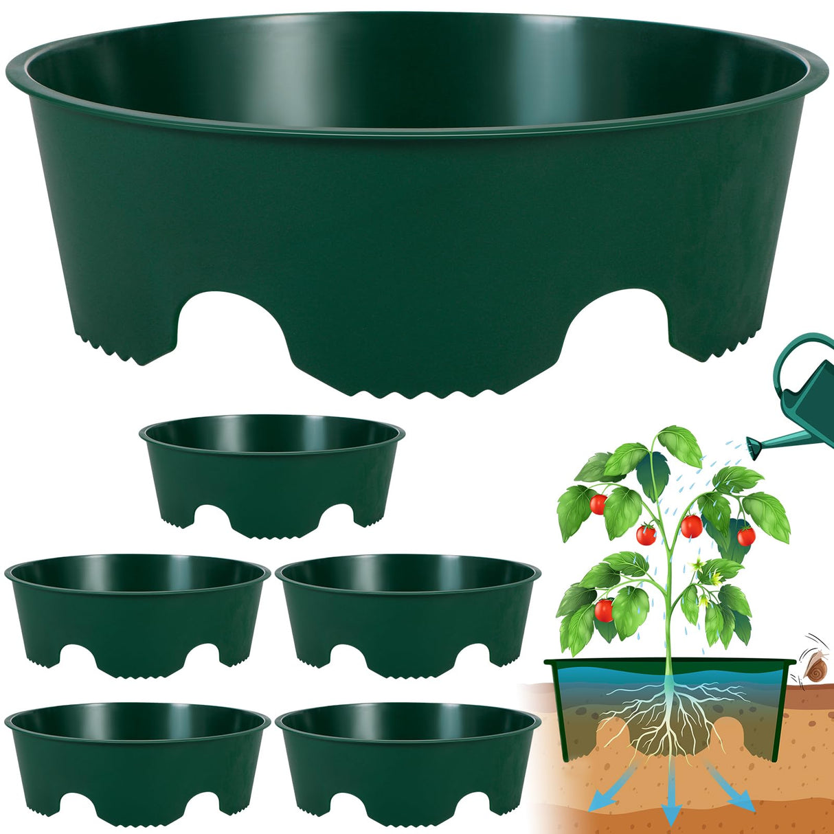 GJQ 6PCS 12 Inches Plant Rings for Outdoor Plants, Plant Rings, Planting Ring, Planting Grow Rings to Separate Rock and Pest for Deep Watering Veggies Herbs and Flowers