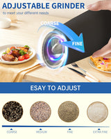 CIRCLE JOY Gravity Electric Salt and Pepper Grinder Set Automatic Salt and Pepper Grinder Set with LED Light, Battery Operated, Adjustable Coarseness, Large Capacity, for Home Kitchen BBQ, Black