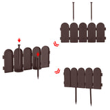 Evelyne Garden Border Plastic Edging: Wooden Fence Design - 16pcs Brown Yard Landscaping Fence Liner Lawn Edge Barrier - 20ft Kit of Decorative Lawn Panels Elements -Landscaping Edging-GMT-10374-A16