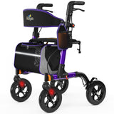 Walkers for Seniors, Rollator Walker with Seat, 350 lb Weight Capacity, 18" Big Seat, 8" All-Terrain Wheels, 6-Level Adjustable Height, Lightweight Aluminum Frame Rollator Walkers for Seniors (Purple)