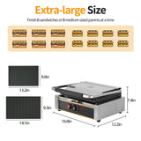 HTTSICHI Commercial Panini Press - 2200W Commercial Electric Panini Sandwich Grill w/Nonstick Coating & Adjustable Temp, Panini Grill Press w/ 9"x9" Cooking Pan, Double-sided Heating