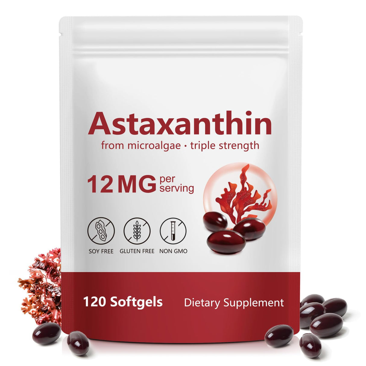 Astaxanthin Supplements 12mg, 120 Astaxanthin Softgels, Premium As-taxanthin Antioxidant Supplements with Antioxidant Activity, Supports Eye, Skin, Immune, Joint, Internal Circulation-4 Month Supply