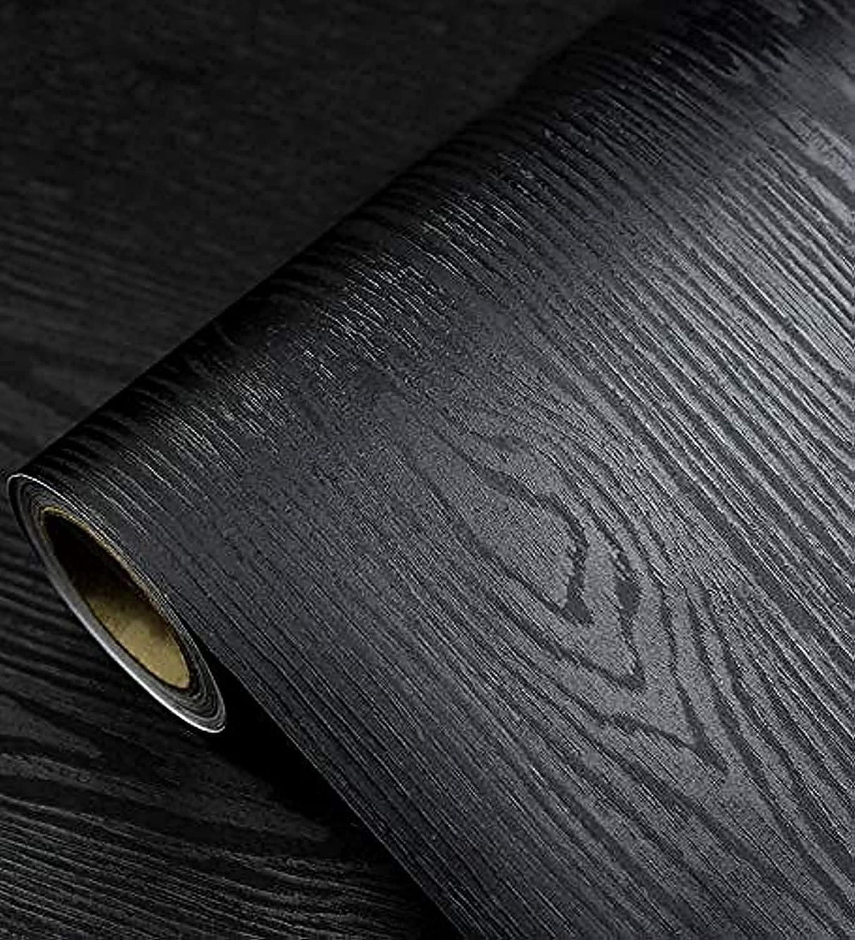 Black Wallpaper - Wood Peel and Stick Wallpaper – Black Wood Self-Adhesive & Removable Wall paper for Countertop Furniture Kitchen Wall, Countertop Contact Paper, Easy to Clean, 17.7 ''×590 '' Vinyl