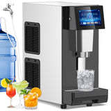 Nugget Ice Maker Countertop, 60 LBS/Day with 5LBS Storage Bin, Water Dispenser Countertop Ice Maker Machine Stainless Steel, Soft Chewable Pellet Ice Machine for Home Bar Kitchen Office, Self-Cleaning