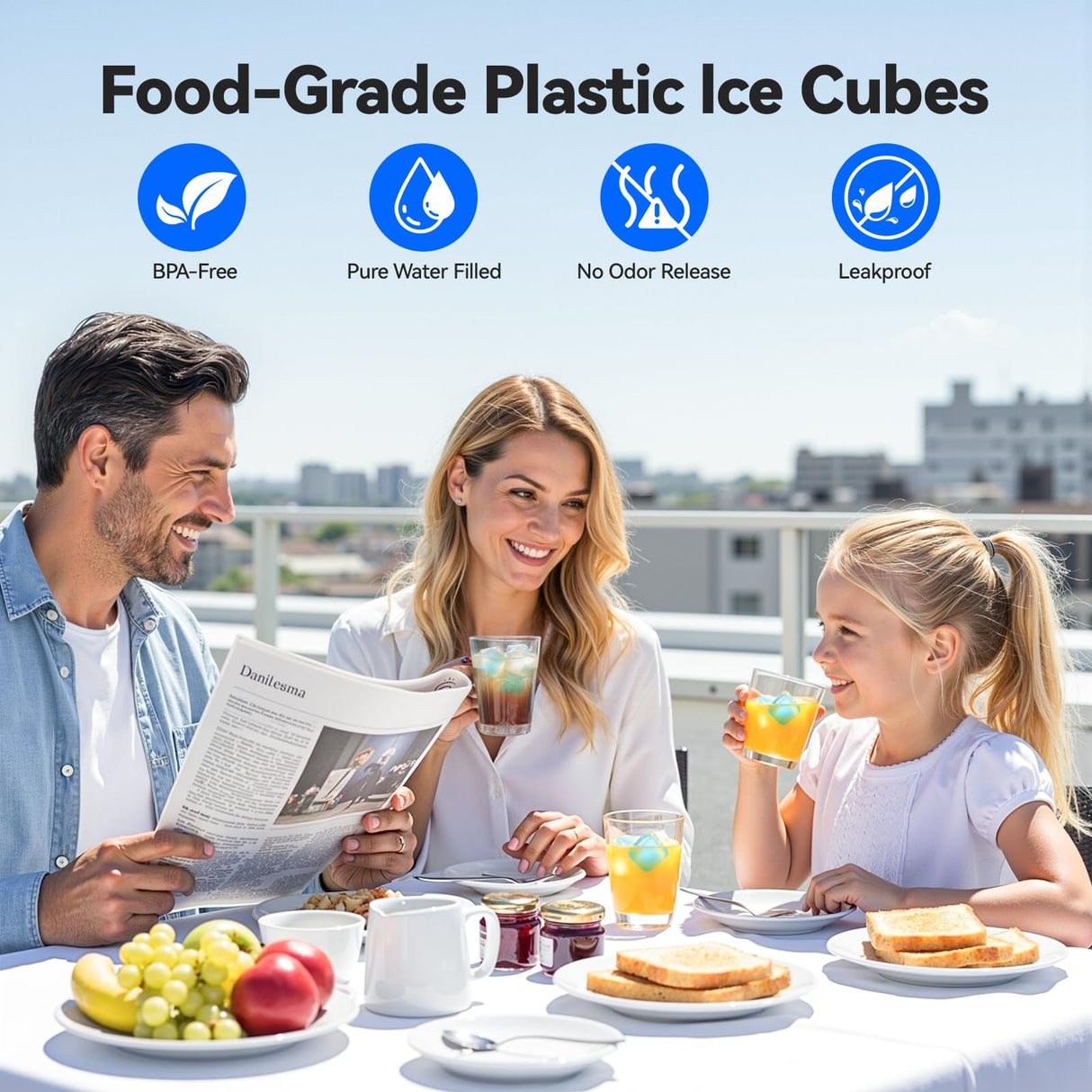 90PCS Reusable Ice Cubes for Drinks without Diluting, BPA-Free Refreezable Plastic Fake Ice Cubes for Whiskey, Cocktails, Wine, Coffee & Home Parties