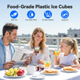 90PCS Reusable Ice Cubes for Drinks without Diluting, BPA-Free Refreezable Plastic Fake Ice Cubes for Whiskey, Cocktails, Wine, Coffee & Home Parties