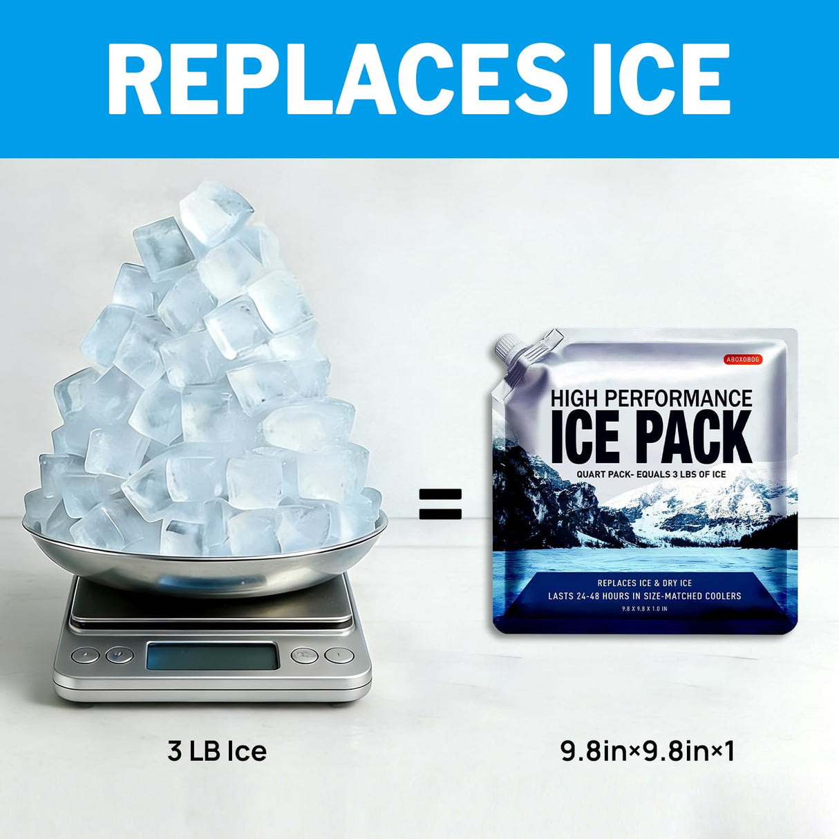 ABOXOBOG Reusable Ice Packs for Coolers Long Lasting Gel Freezer Packs for Lunch Bags Cooler Backpack Lunch Box for Camping & Picnics & Beach & Road Trips (9.8"x9.8"x5P)