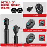 SUERCUP 3/8-inch Digital Torque Wrench(1.5-99.6Ft.Lb/2-135Nm) ±1% Accuracy Digital Torque Wrench with Vibration, Buzzer,LED Notification and Five Units of Measure, for Motorcycle, Auto Repair