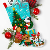 Bucilla Felt Applique 18" Stocking Making Kit, Christmas Dogs, Perfect for DIY Arts and Crafts, 89251E