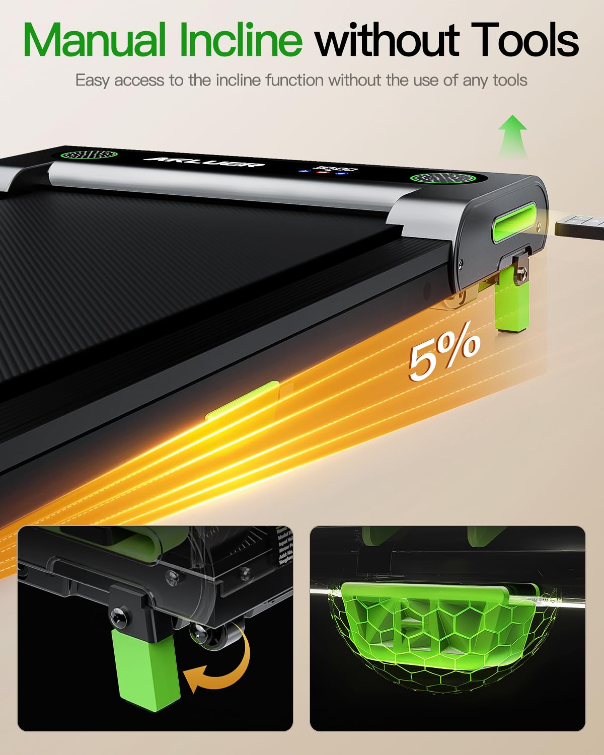 AKLUER Walking Pad with Incline, Incline Treadmills for Home, 2.5 HP Under Desk Treadmill Small with Remote Control, Walking Pad Small Treadmill with LED Display