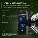 DAOTAILI 4" Grow Tent Fan with Auto Humidity Control | Quiet Oscillating Ventilation, Real-Time Temp & Humidity Monitoring for Hydroponics, Greenhouses & Indoor Gardens