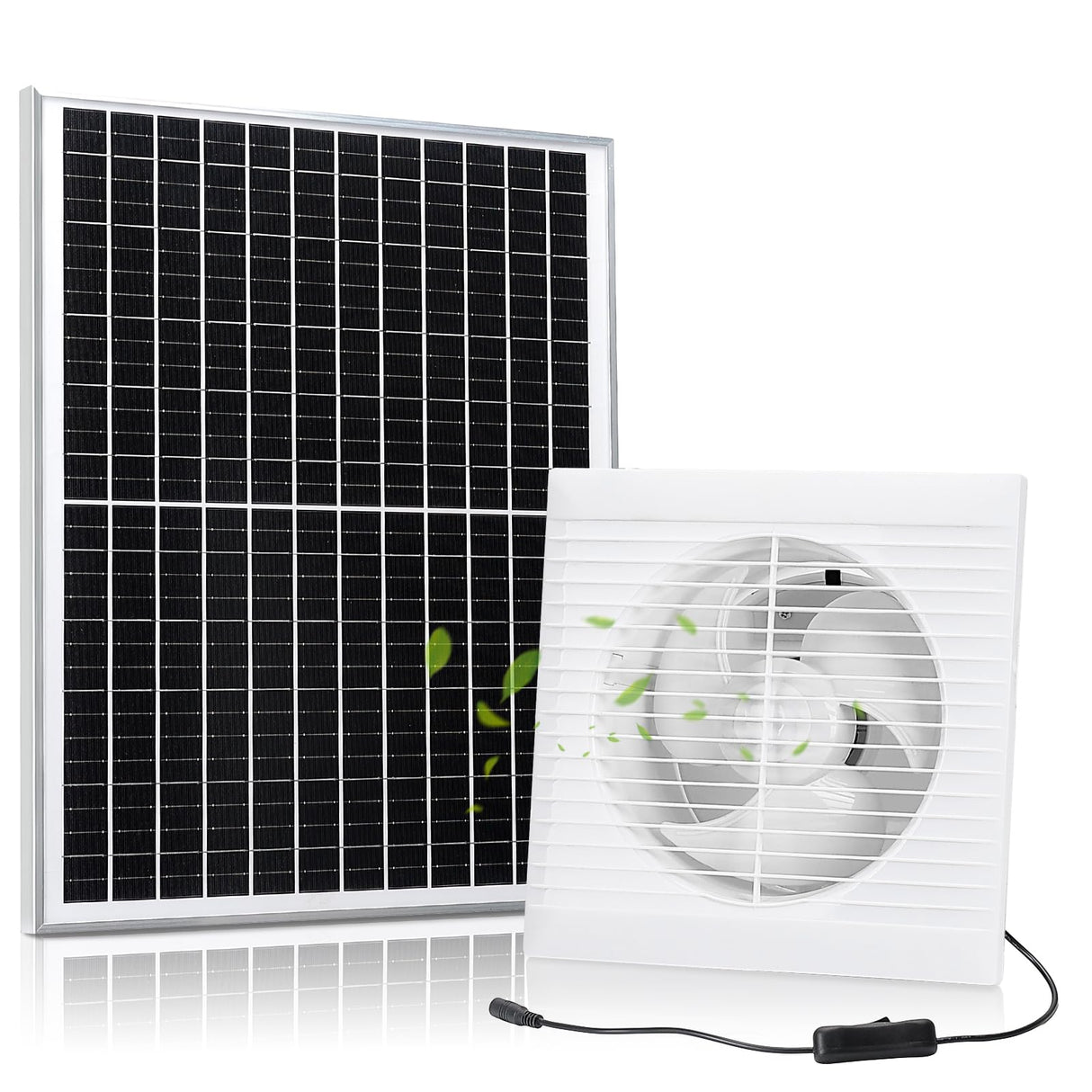 Fanspex Solar Exhaust Fan, Solar Powered Vent Fan Kit for Outside Greenhouse Shed Chicken Coop (8" Fan)