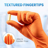Borje Orange 8 Mil Nitrile Disposable Gloves, Heavy-Duty Mechanic Gloves, 100 Count, Medium, Latex & Powder Free with Raised Diamond Texture, Industrial, Automotive, Gardening