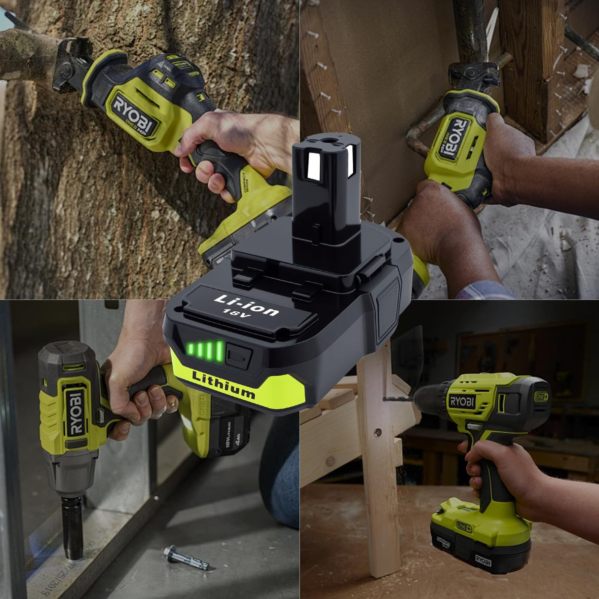Ultraxxis 2 Packs 3.0Ah High Capacity Replacement for Ryobi 18v Battery P108 P104 P105 P102 P103 P122 P109 Li-ION Compatible with Ryobi 18V ONE+ System Cordless Power Tools and Charger