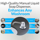 Bobrick B-822 Manual Top Fill Liquid Soap Dispenser 34 fl oz. (1L) Liquid Soap Capacity, 4- Inch Free-Turning Spout for Public Restroom Countertops, Chrome Finish