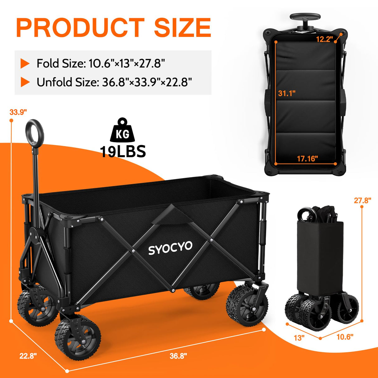 Beach Wagon 420LBS – Heavy Duty Wagons Carts Foldable, Collapsible Wagon with Big Wheels for Sand & Cup Holders for Camping Garden Sports Grocery