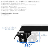 VIVO 1.5 inch M8 Threaded Locking Caster Wheels, Set of 4, Swivel, Rubber Base, Brake, Used for Standing Desk Frames, TV Stands, Carts, and More, PT-ST-015C