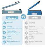 METRONIC Impulse Sealer 12 Inch, Heat Sealer Machine with Repair Kit, Manual Bag Sealer, Heavy Duty Impulse Heat Sealer for Plastic Bags, Shrink Wrap Bag (Blue)
