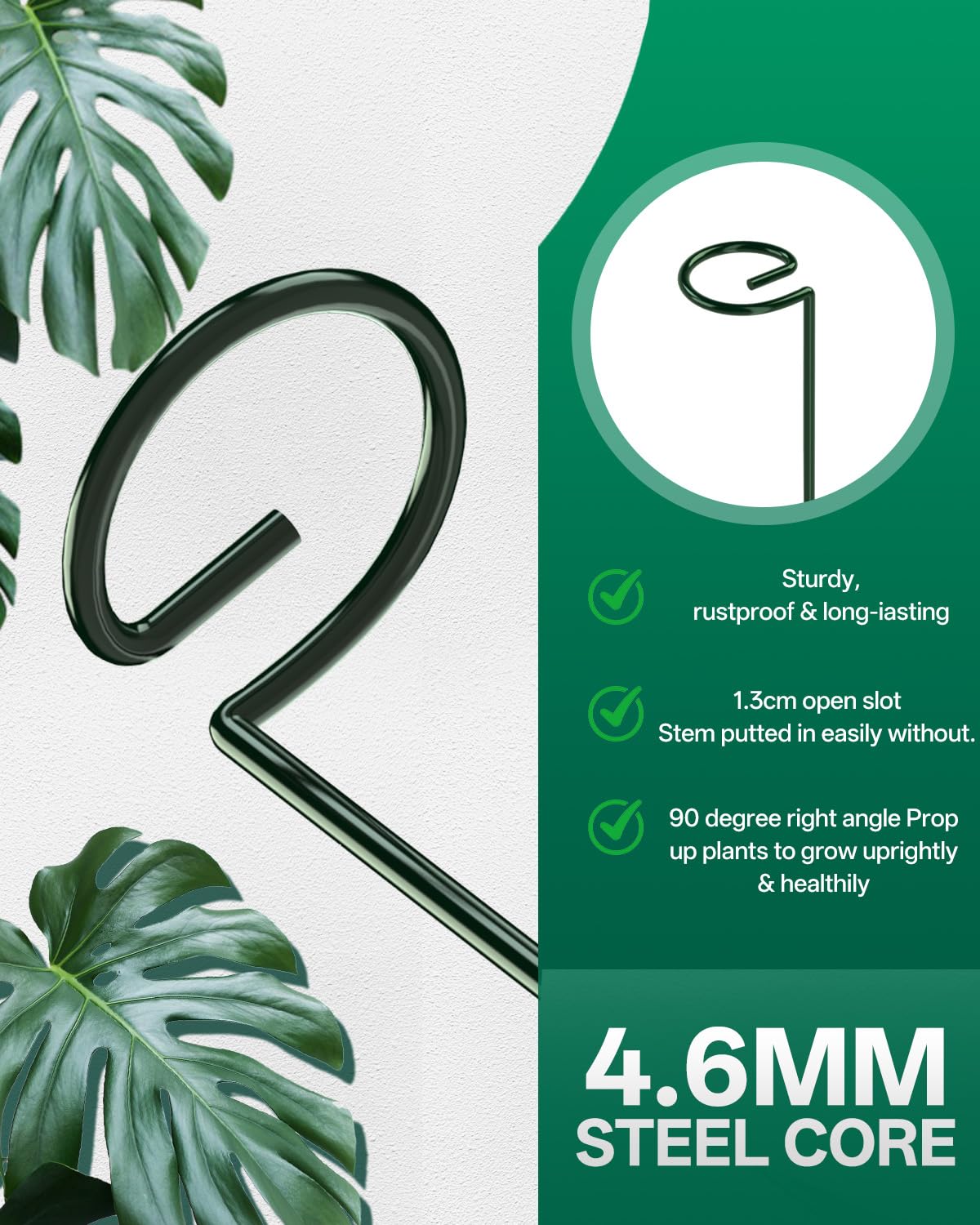 6 Pack 35.4 In Metal Plant Stakes, Plant Support Stakes with 15 Twist Ties