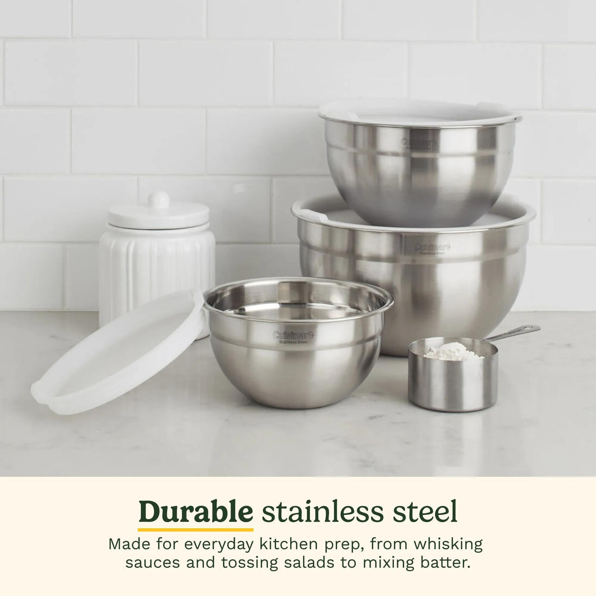 Cuisinart 3-Piece Stainless Steel Mixing Bowl Set with Lids, CTG-00-SMB
