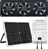 25W Solar Powered Exhaust Fan Kit with 12000mAh Lithium Battery Ideal for Chicken Coops Greenhouses Attics and Sheds 2600RPM 10ft Cord IP67 Waterproof Black