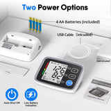 ALPHAGOMED Upper Arm Blood Pressure Monitor for Home Use 2 Cuff Sizes, 9-17'' & 13-21''Extra Large BP Cuff Automatic Digital Blood Pressure Machine 2 Users 180 Memories USB Cable 4 AA Batteries