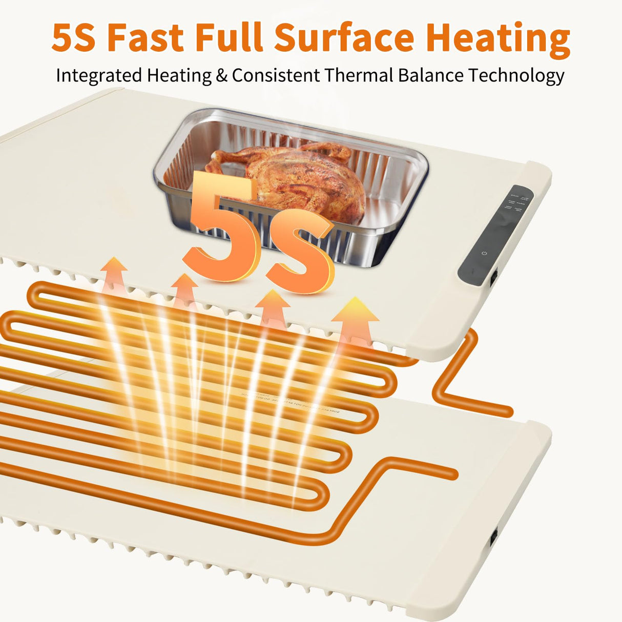 Food Warming Mat - Electric Warming Tray with 10 Temps & 0.5-10 Hours Timer,Child Safe Lock,5 S Fast Heating Full Surface Silicone Food Warmer,Roll Up Heat Pad for Parties,Buffets,Gatherings,Travel