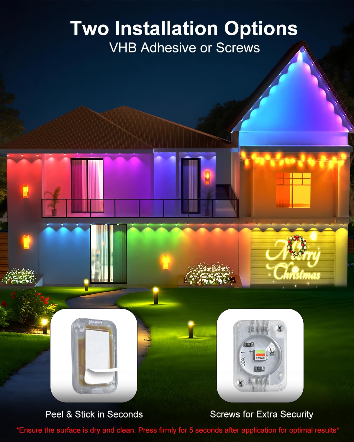 Tropwellhouse Permanent Outdoor Lights for House, 100ft RGB Smart LED Eave Lights with APP & Remote Control, IP67 Waterproof for Outdoor Decorations Including Halloween, Christmas, and Daily Lighting