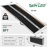 TaiH Leo Wheelchair Ramp 8 Feet, Portable Ramps for Wheelchairs for Home, 800LBS Capacity Folding Non-Slip Aluminum Handicap Ramp, Wheel Chair Ramp for Home Steps, Stairs, Doorways, Car, Curbs
