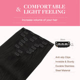 GOO GOO Clip in Hair Extensions Real Human Hair, Remy Human Hair Extensions Clip ins for Women, Natural Human Hair, 22inch 150g 9Pcs, 1B Natural black