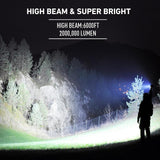 LBE Rechargeable Spotlight Outdoor, 2,000,000 Lumens Led Spotlight Flashlight with Cob Light and Foldable Tripod, 6 Modes Waterproof Handheld Spot Light for Outdoor Marine Boating Hµnting