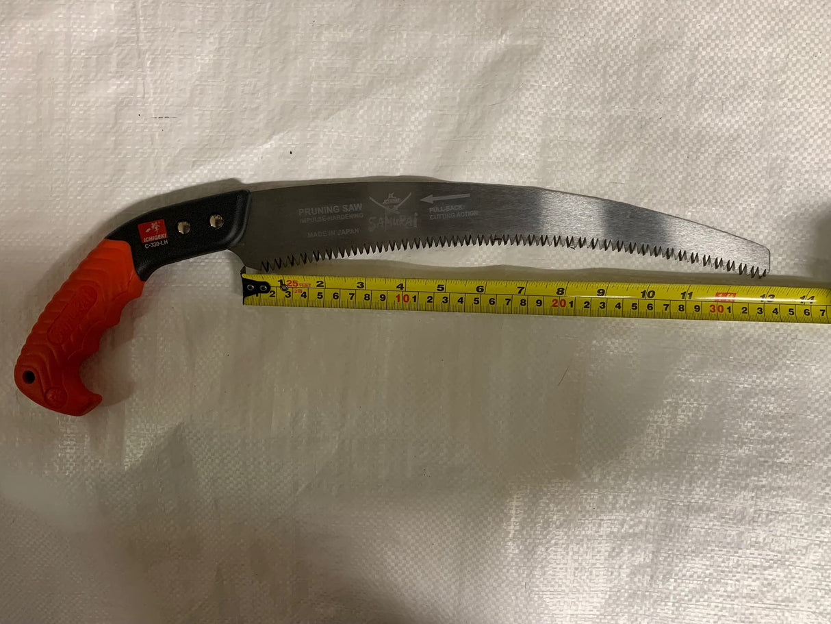 Kanzawa Samurai Ichigeki Pruning Saw 330mm C-330-LH with Ergo Grip (Orange) w/sheath Made in Japan