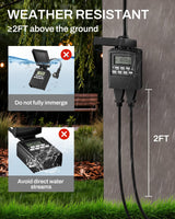 BN-LINK 7 Day Outdoor Heavy Duty Digital Programmable Timer, Outdoor Timer Outlet Waterproof, 2 Grounded Electrical Outlets for Christmas Lights, 15A 1/2HP,ETL Listed