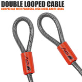 BV Heavy-Duty 15FT Security Cable with Loops - 10mm (3/8 Inch) Cut-Resistant Braided Steel Cable - Versatile & Weatherproof - Security Chain for Padlock, Chain Lock, Wire Lock