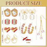 Quelay 8 Pairs Sports Earrings for Women Ball Games,Baseball Earrings