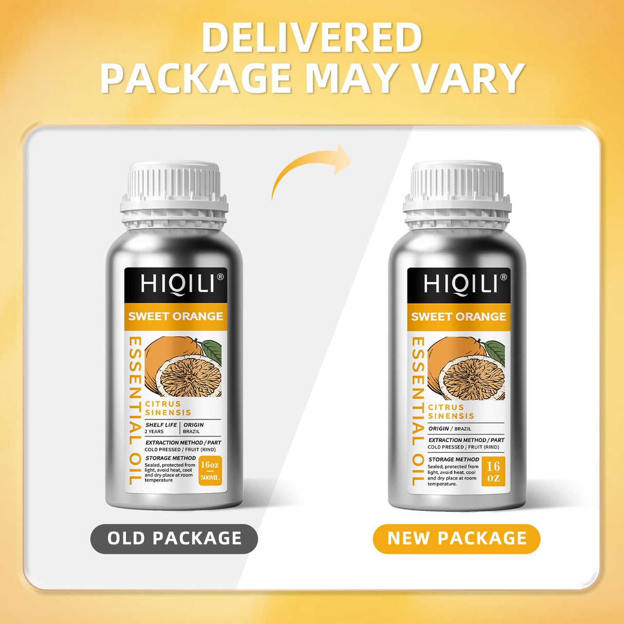 HIQILI 16 Fl Oz Orange Essential Oil, Pure and Natural for Diffuser, Skin - 500ML