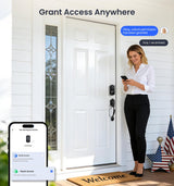 Veise VE017 Fingerprint Smart Door Lock, App Control, 8-in-1 Keyless Entry, Auto Lock, Emergency Power Port, Electronic Touchscreen Keypad, Biometric Smart Locks for Front Door, Matte Black