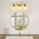 Ascher Bathroom Vanity Light Fixtures, 3 Light Wall Sconces Lighting with Clear Glass Shade, Gold Wall Lights for Mirror, Kitchen, Living Room, Gallery, E26 Base (Bulbs Not Included)