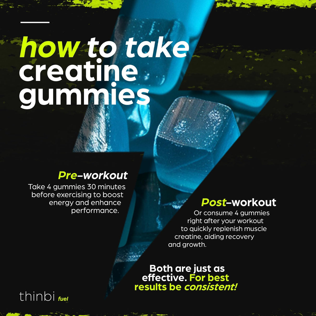 3 Pack Creatine Monohydrate Gummies Complex 6200mg for Men & Women - 120 Gummies Advanced Formula W/L-Taurine + Vitamin B12 for Muscle Strength, Muscle Builder, Energy Boost, Pre-Workout Supplement - Thinbi