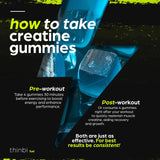 3 Pack Creatine Monohydrate Gummies Complex 6200mg for Men & Women - 120 Gummies Advanced Formula W/L-Taurine + Vitamin B12 for Muscle Strength, Muscle Builder, Energy Boost, Pre-Workout Supplement - Thinbi