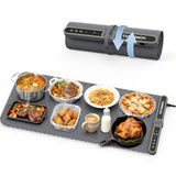 Food Warming Mat Extra Large, Rapid Heating Electric Warming Tray with 9 Temp Setting and 6 Hours Timer,Foldable Warming Trays for Food, Portable Food Warmers for Parties Buffet, Gray