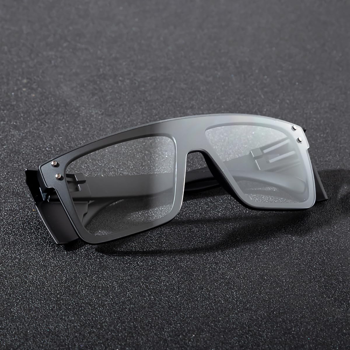 BINGKING UV400Transition Photochromic Safety Glases Light to Dark Grey Lenses ANSI Z87 Impact Approved Wraparound Style Frame (Black)