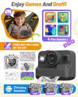 Yehtta Kids Camera Instant Print, Christmas Birthday Gifts for 3-12 Year Old Boys Girls, 2.4in Screen 1080P Kids Digital Camera Toys for Kids Age 3 4 5 6 7 8 9 10 with 3 Rolls Print Paper 32G Card