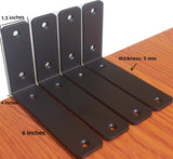 32 Pack - L 10" x H 6" x W1.5, 5mm Thick Black L Shelf Bracket, Iron Shelf Brackets, Metal Shelf Brackets, Floating Shelf, Shelf Supports with Screws