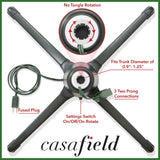 Casafield 360-Degree Rotating Christmas Tree Stand - Adjustable Revolving Base for Up to 7.5 FT Artificial Tree with 3 Built-in Electrical Outlets, Green