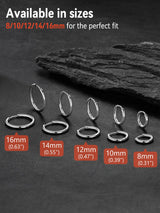 FaithHeart Stainless Steel Black Huggie Hoop Earrings for Men 10mm