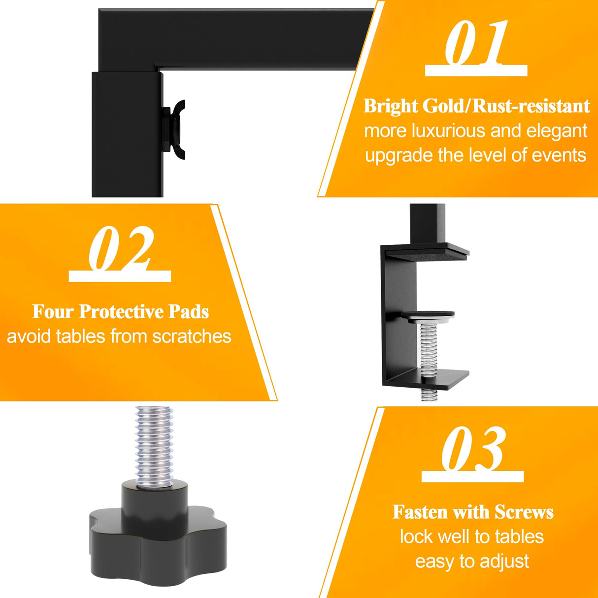 Xiomot Over Table Rod Stand with Clamp 2 Pack Black Table Arch Banner Stand
