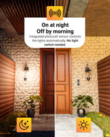 Dusk to Dawn LED Outdoor Lights Bulb, ST64 Edison Style Automatic Light Sensing Bulbs, 800 LM, 7W (60W Equivalent), 3000K Warm White, E26 Base UL 4 Pack